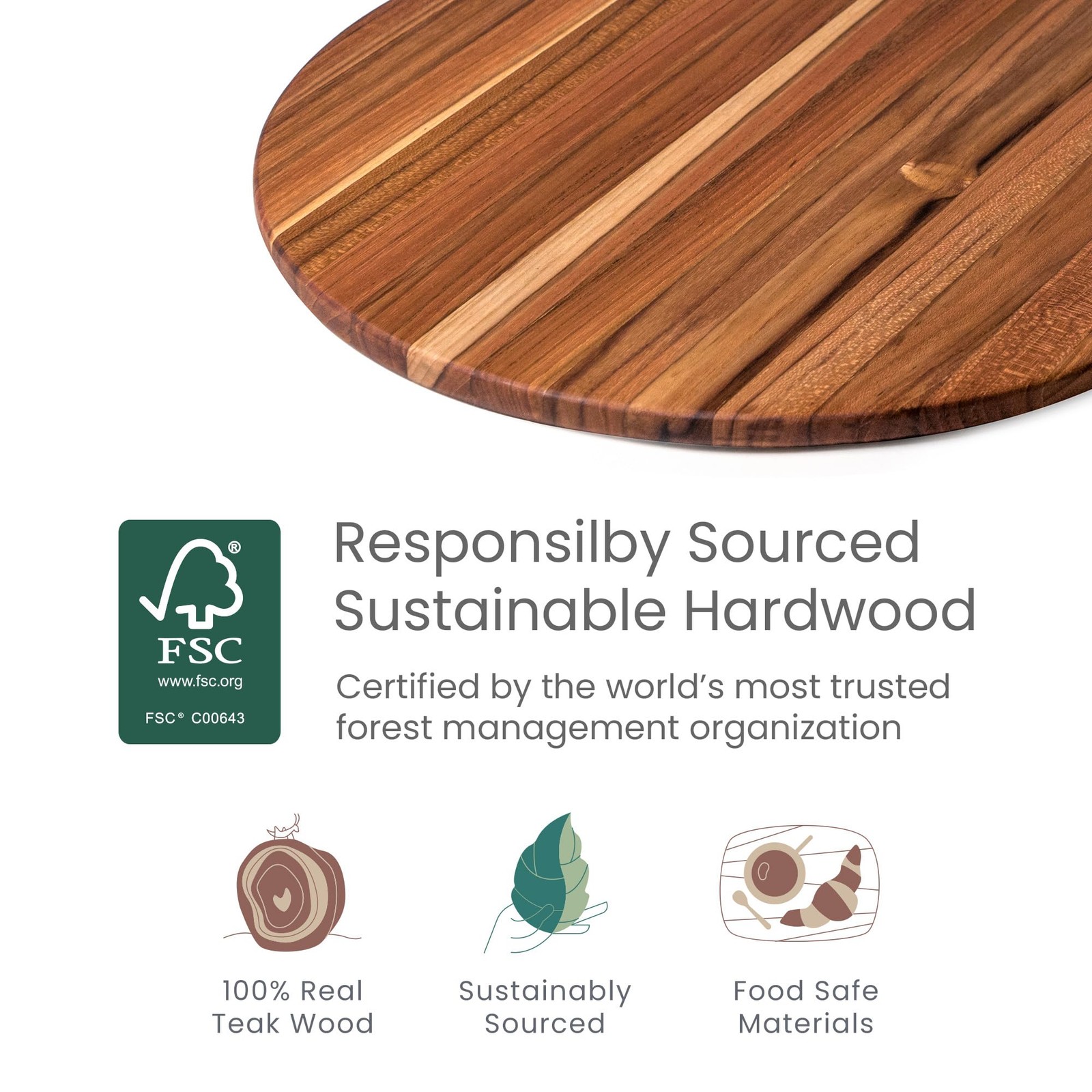 Teakhaus Teakwood Serving Boards Set Of 3 – A Regular Round Serving And Paddle