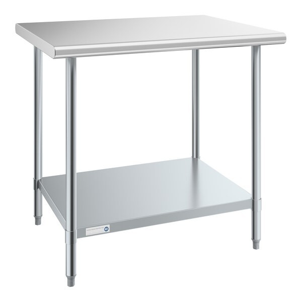 Steelton 30″ x 36″ 18 Gauge 430 Stainless Steel Work Table with Undershelf