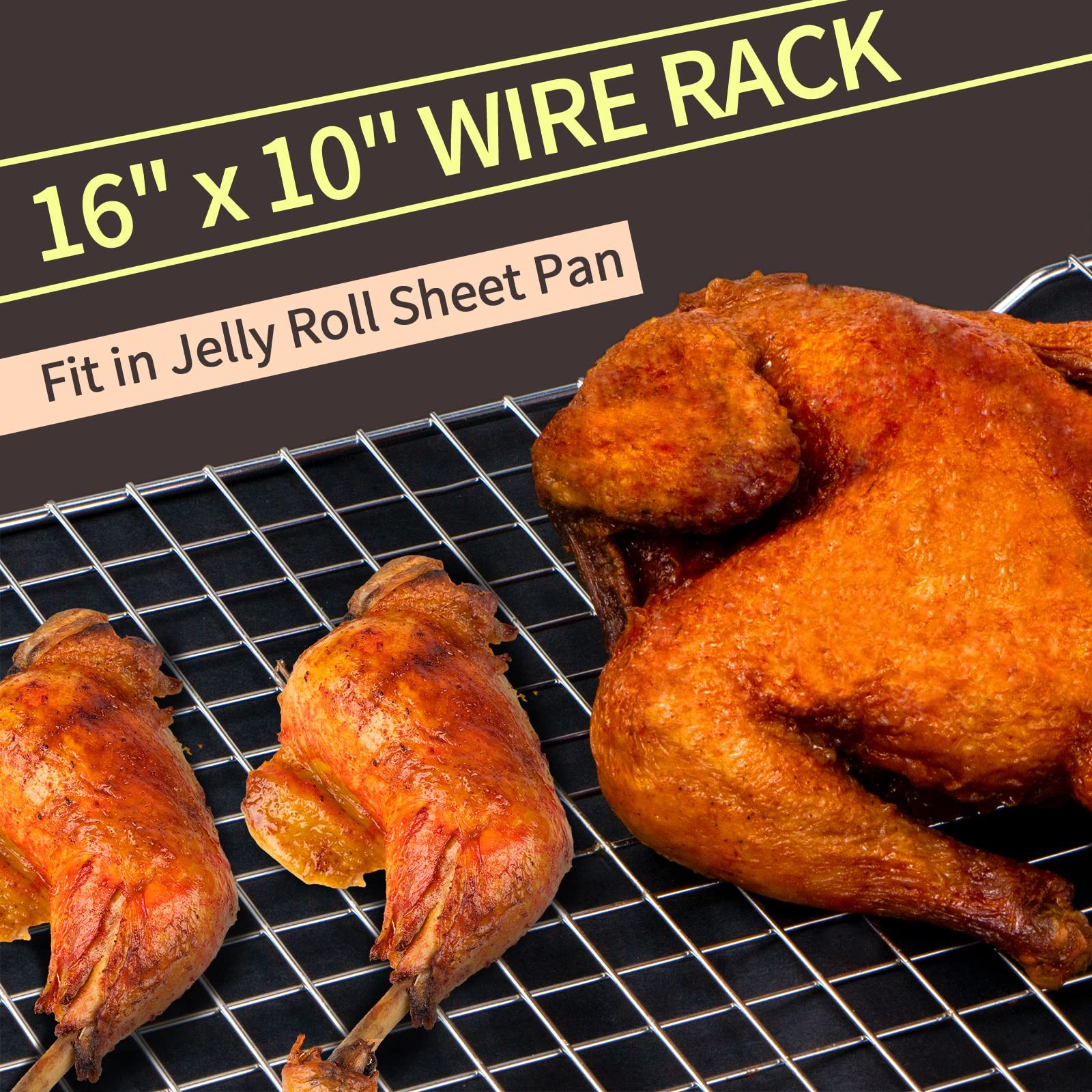 Cooling Rack for Baking 2-Pack, 16×10 Inches Rack, 16″x10″-2PC, Silver
