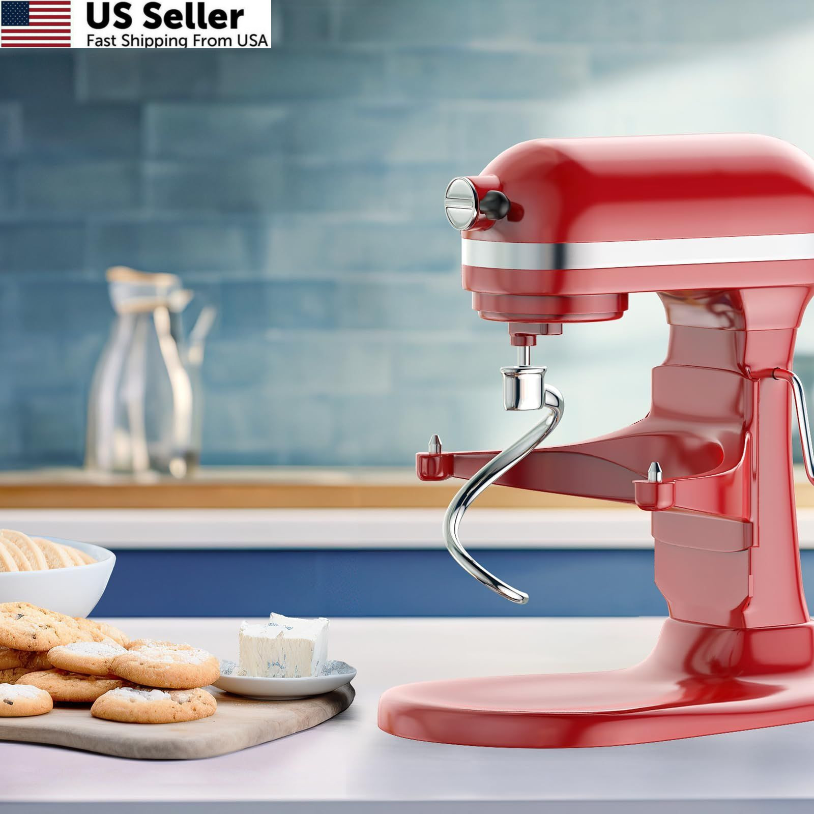 Stainless Steel Spiral Dough Hook for Kitchenaid 5Plus & 6QT Large, White