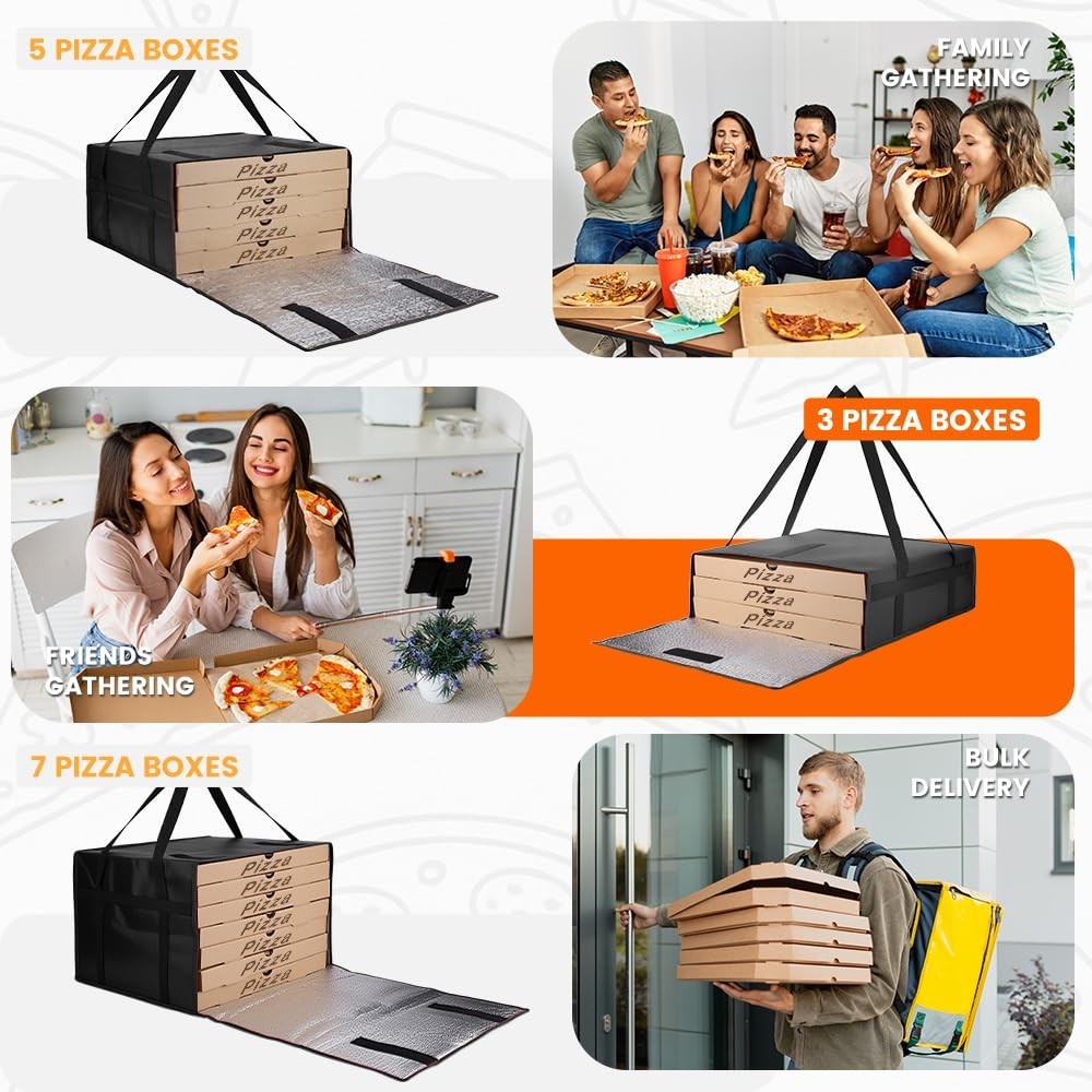 Pizza Warmer Bag – Insulated, Easy-Clean, 20″ x 20″ x 6″ for Delivery Drivers