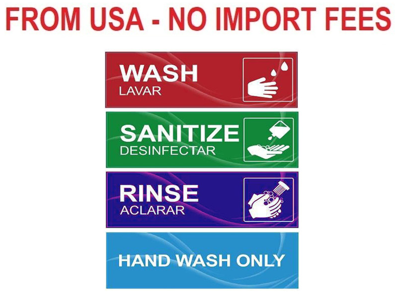 4 Pack Wash Rinse Sanitize Sink Labels, Waterproof Sticker Signs Perfect for 3 C