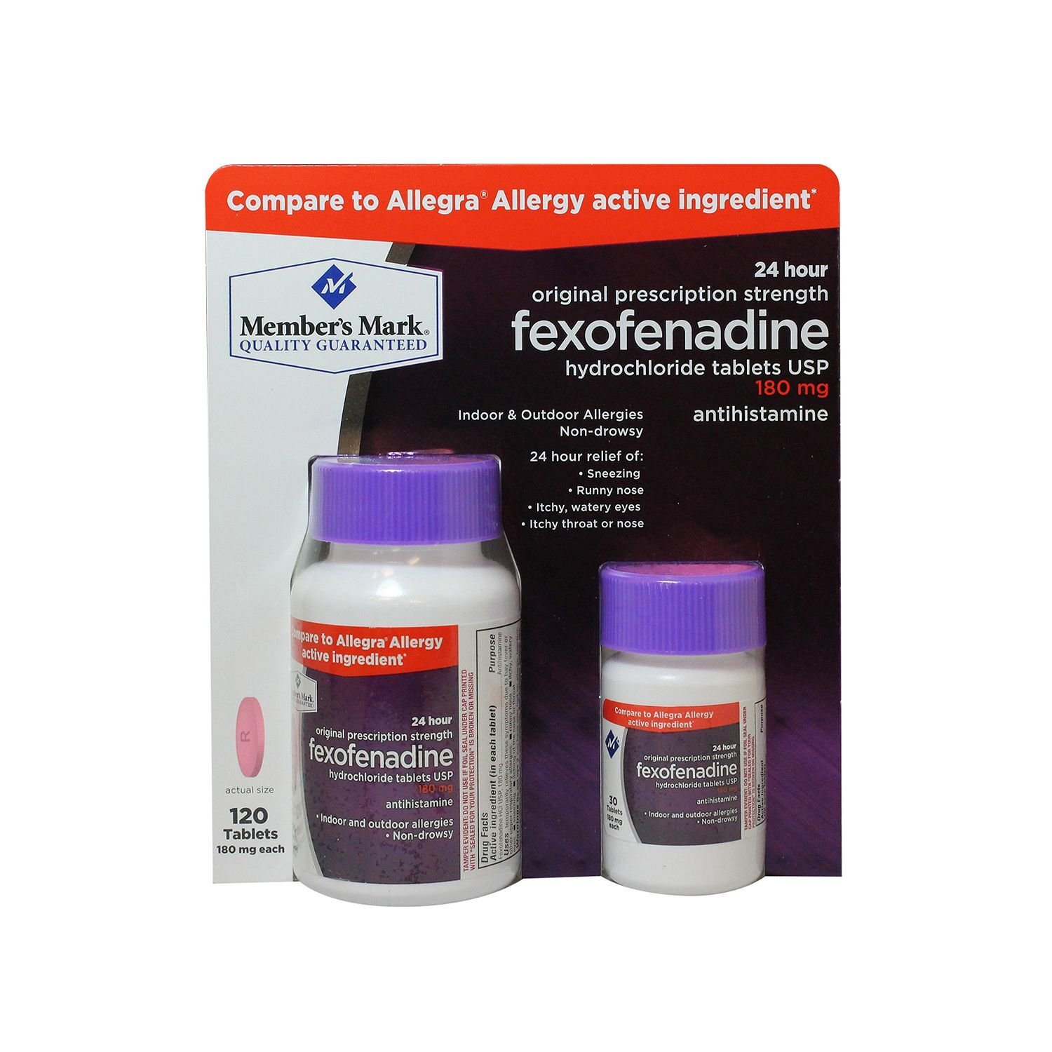 Member’s Mark Original Prescription Strength Fexofenadine Hydrochloride , 180