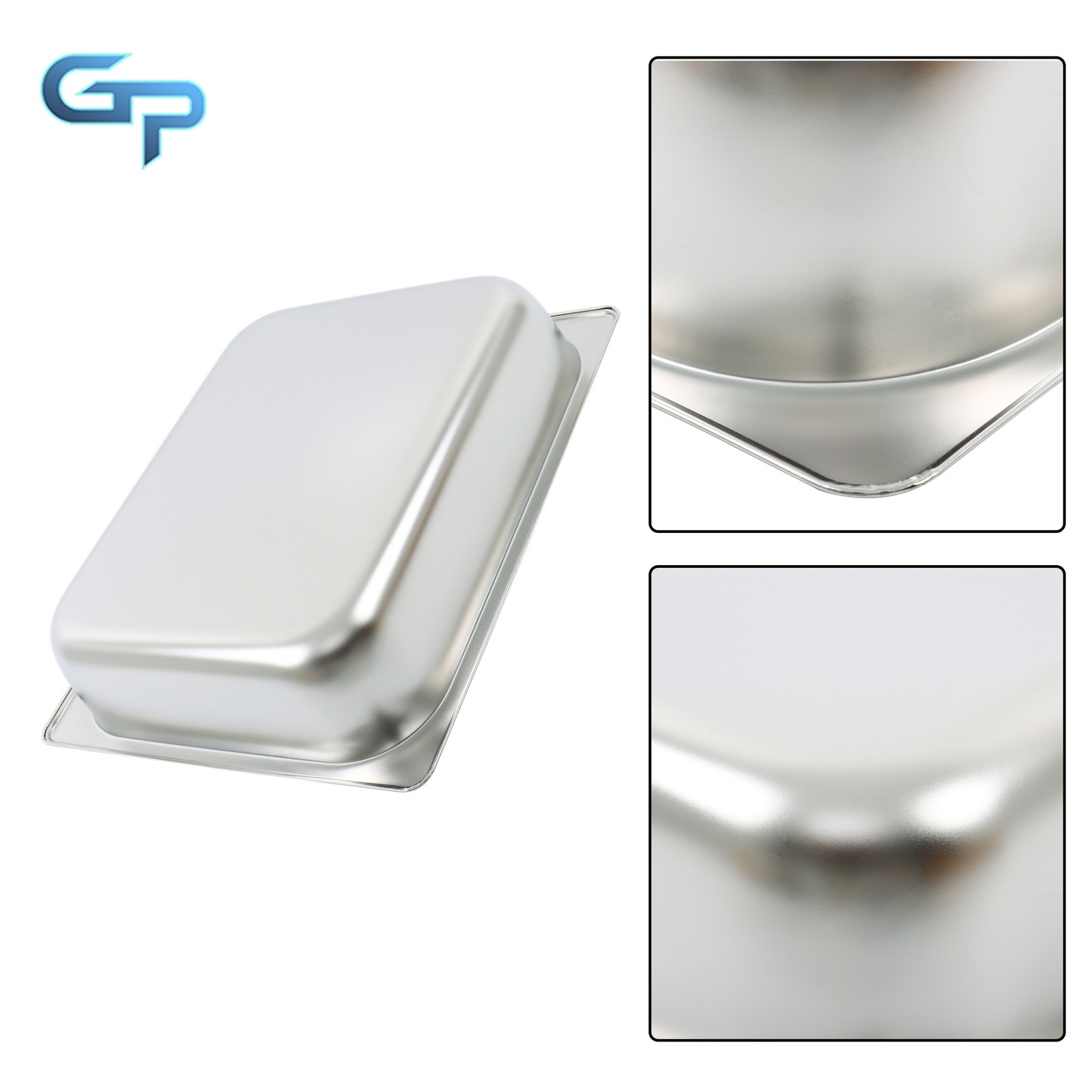 Set of 4 Half-Size Stainless Steel Steam Pans, 2.5″ Deep for Buffet & Catering