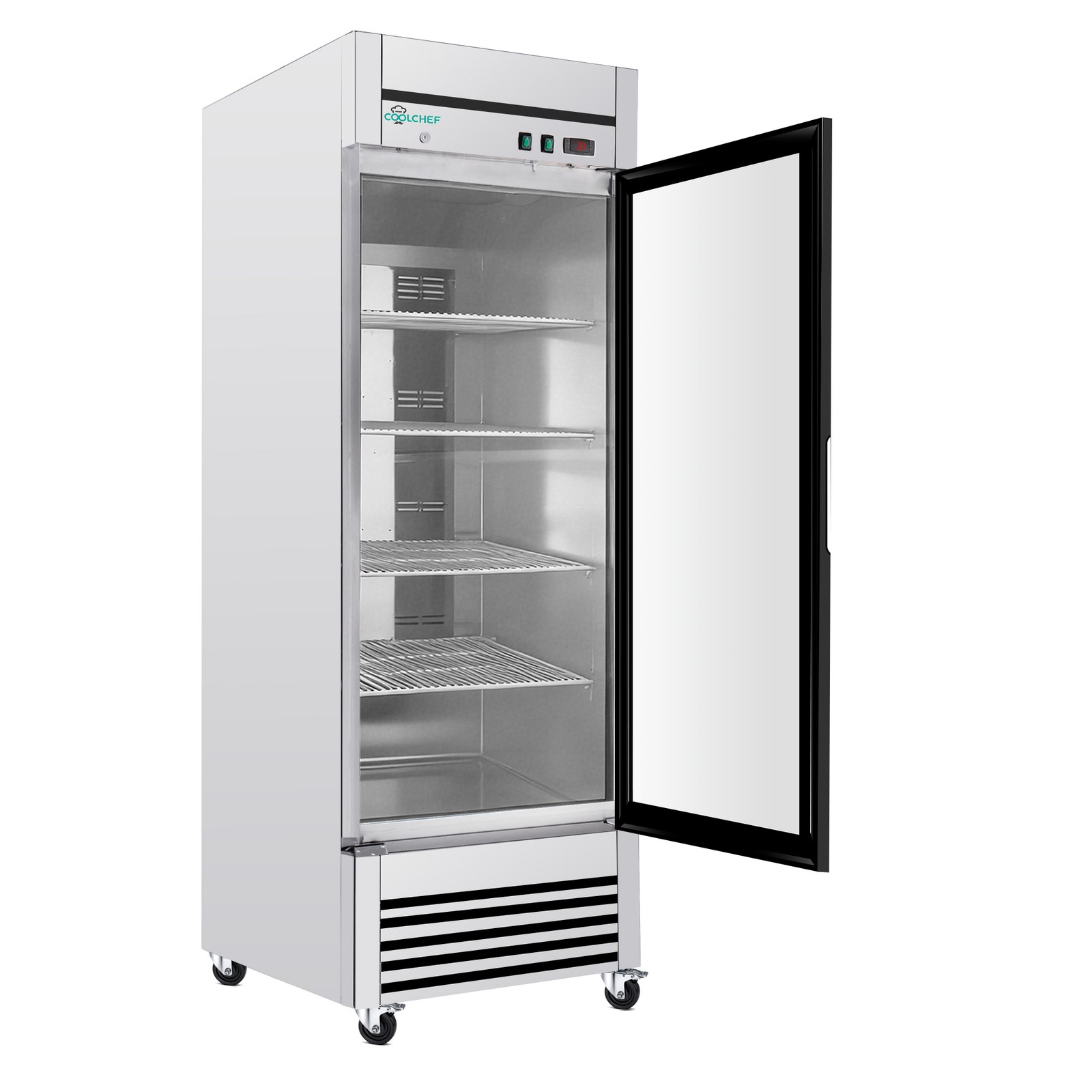 27″ Commercial Glass Door Refrigerator 23 Cu.Ft 33-40℉ Low-E Tempered Glass ETL