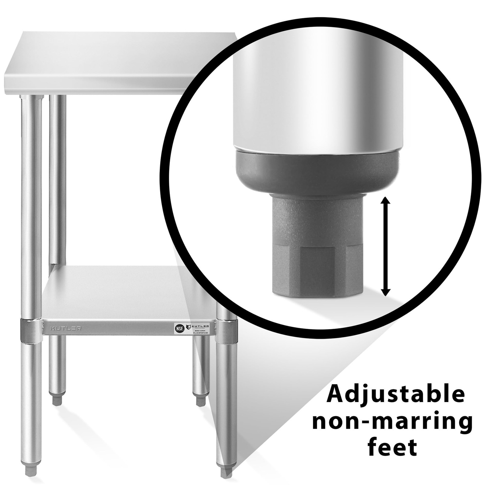 KUTLER Stainless Steel Table 24 x 18 Inches, NSF Heavy Duty Commercial Kitchen P