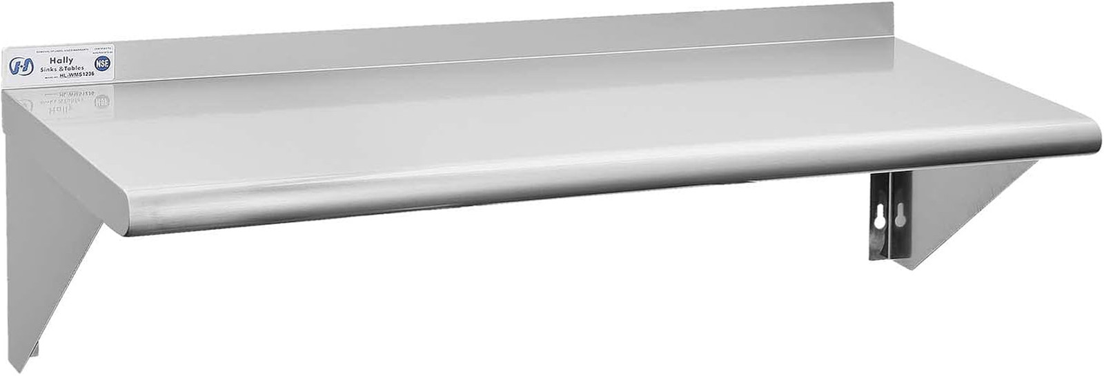 Hally Stainless Steel Shelf 12 X 36 Inches 250 Lb, NSF Commercial Wall Mount Flo