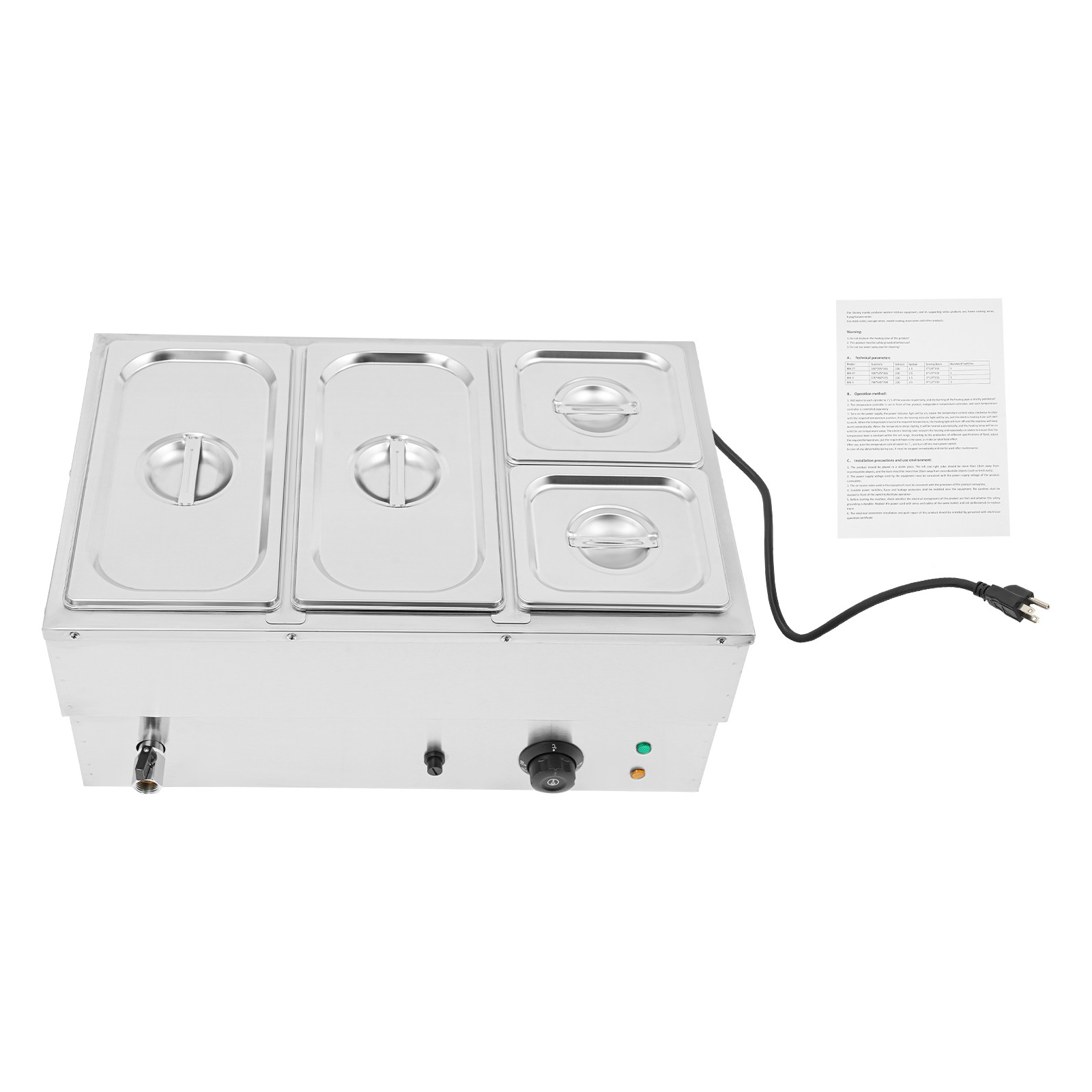 Electric Food Warmer 4-Pans Commercial Countertop Buffet Food Warmer 30-110℃