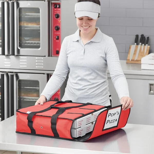 CHOICE INSULATED PIZZA DELIVERY BAG CARRIER, NYLON 18″ x 18″ x 5 RED (ONE)