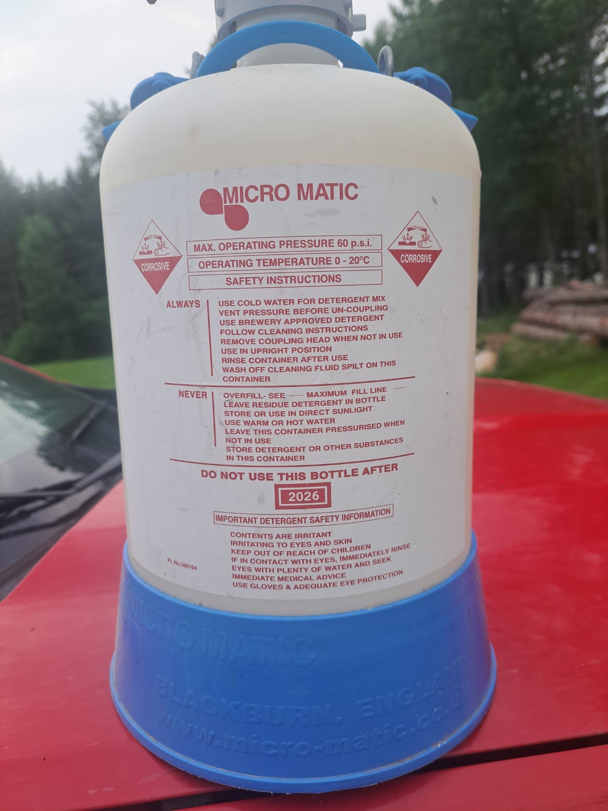 Beer Line Cleaning Bottle – 5 Litre – Coupler Cap Cleaner Micro Matic Bottle