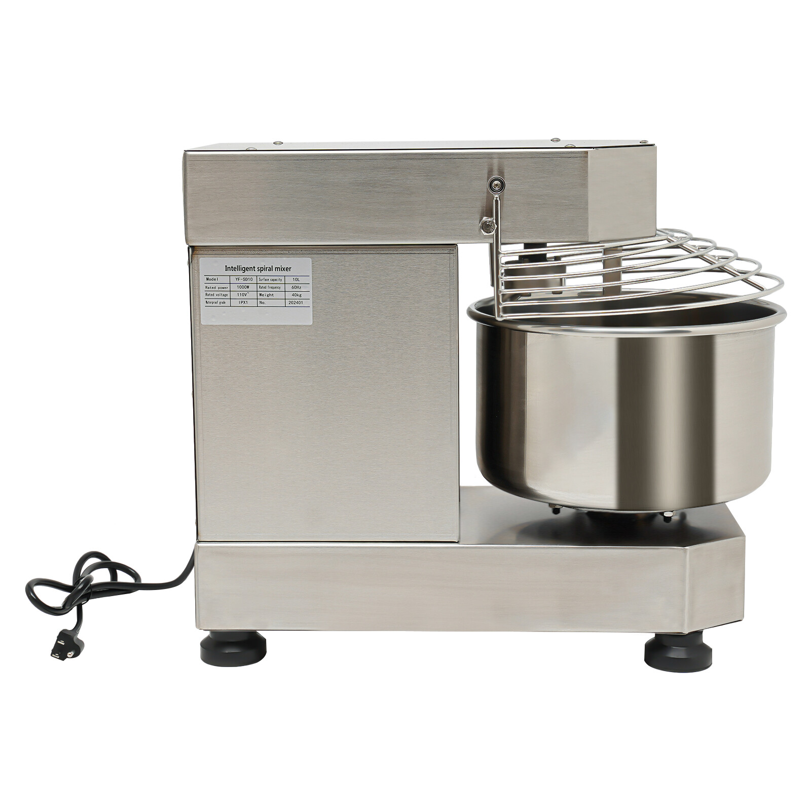 750W Commercial Dough Mixer 360° Mixing Dough Kneading Machine 21.7*11.8*18.9in