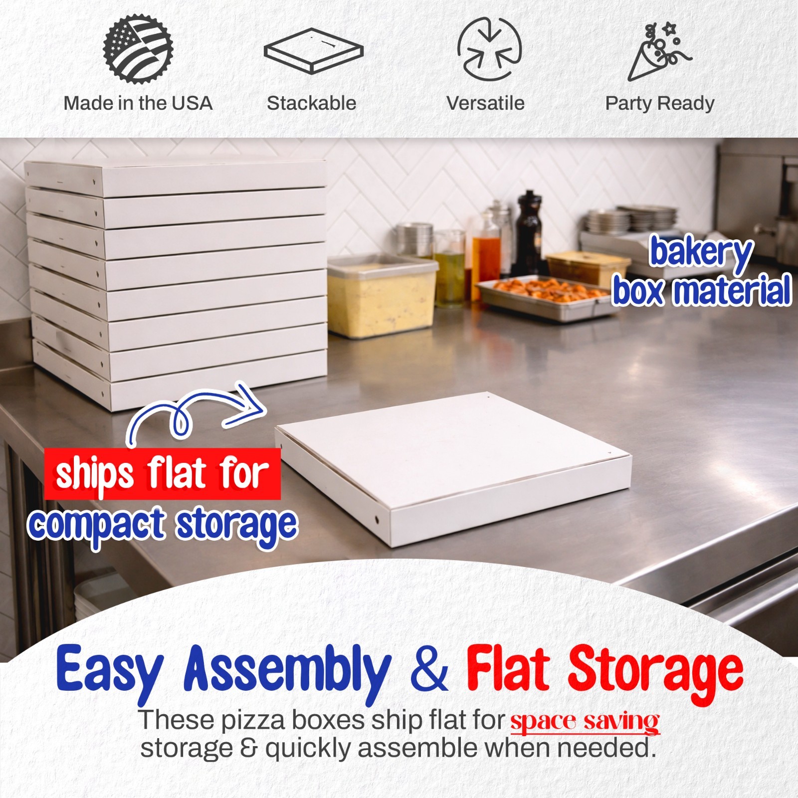 MT Products 16″ x 16″ x 1.9″ Extra Thin White Paperboard Pizza Boxes, Pack of 20