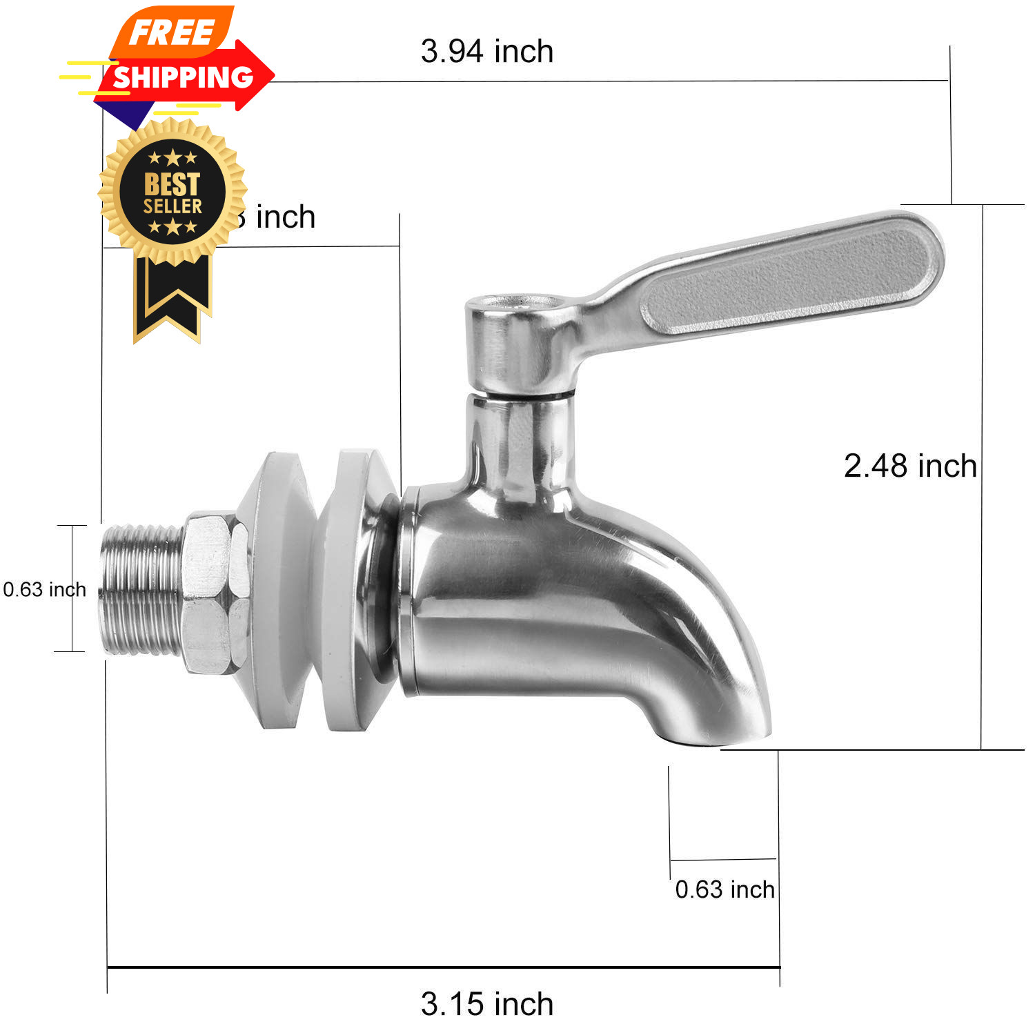 Bekith 2 Pack Beverage Dispenser Replacement Spigot, Stainless Steel Sliver