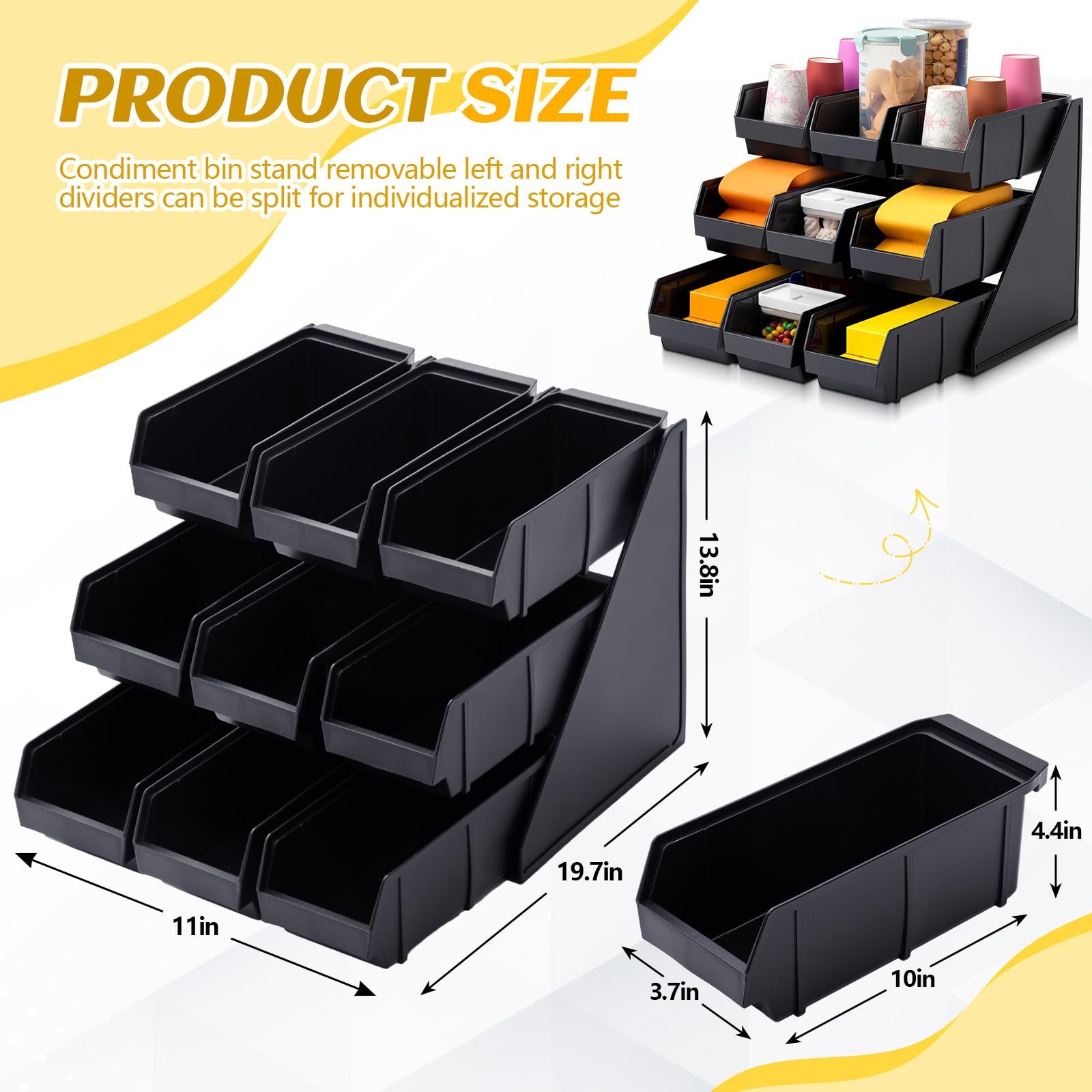 9 Compartment Serve Condiment Bin Serve Condiment Packet Organizer Stand Coun…
