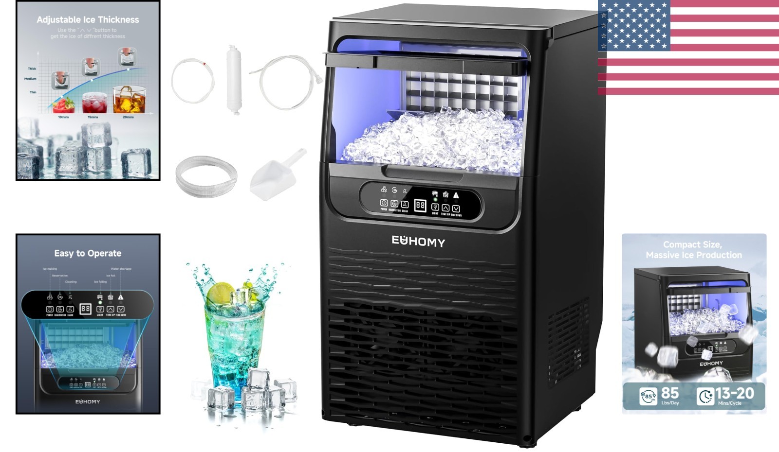 Under Counter Ice Maker Machine with 12 lbs Storage – Perfect for Home/Bar/Cafe