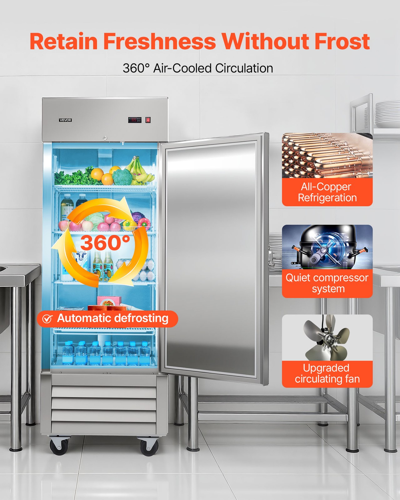 VEVOR 29-85″ Commercial Refrigerator Reach in Refrigerator Freezer w/1/2/3 Door