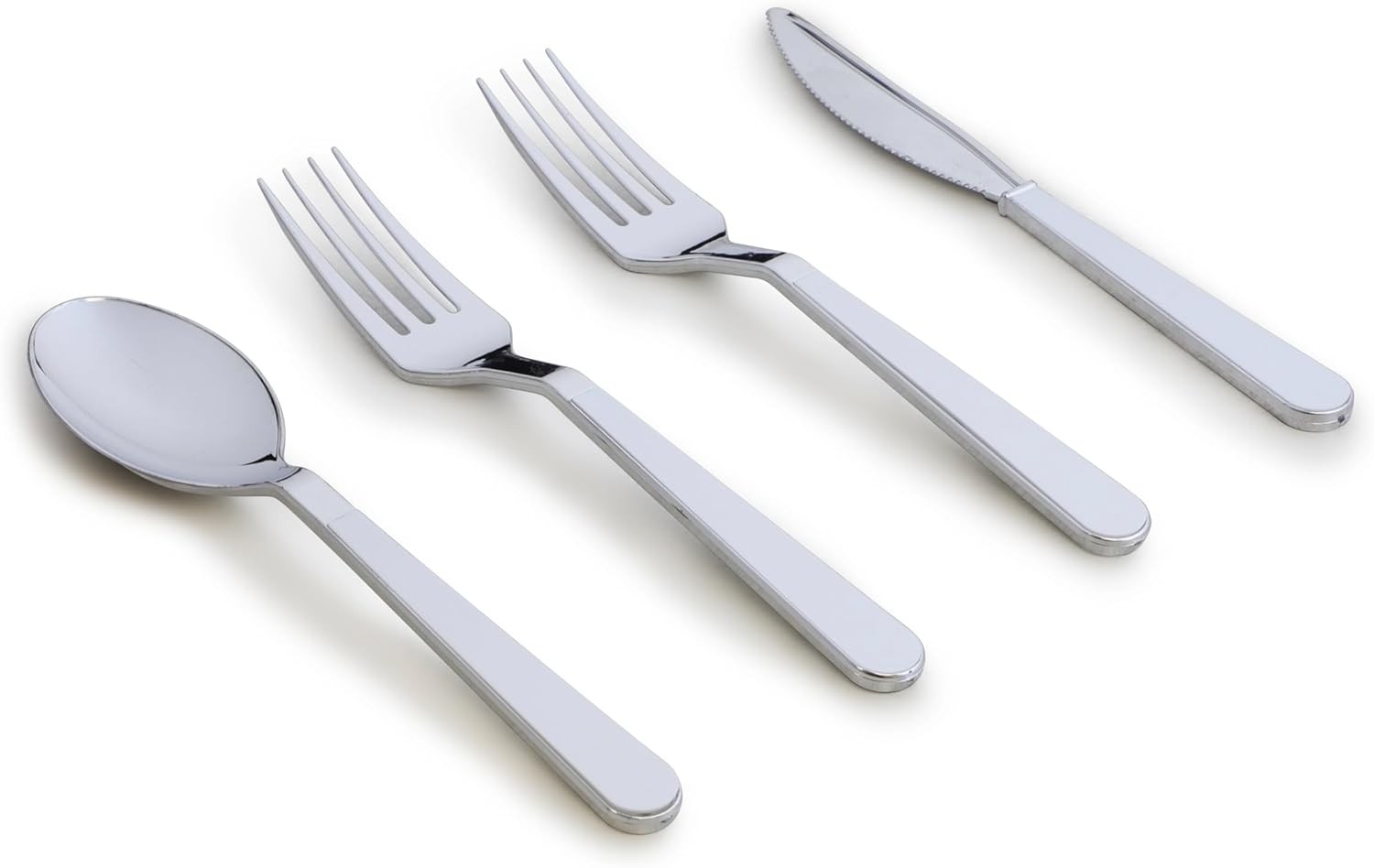 OCCASIONS » Wedding Plastic Silverware (160 pcs, assorted, w/double fork, Silver