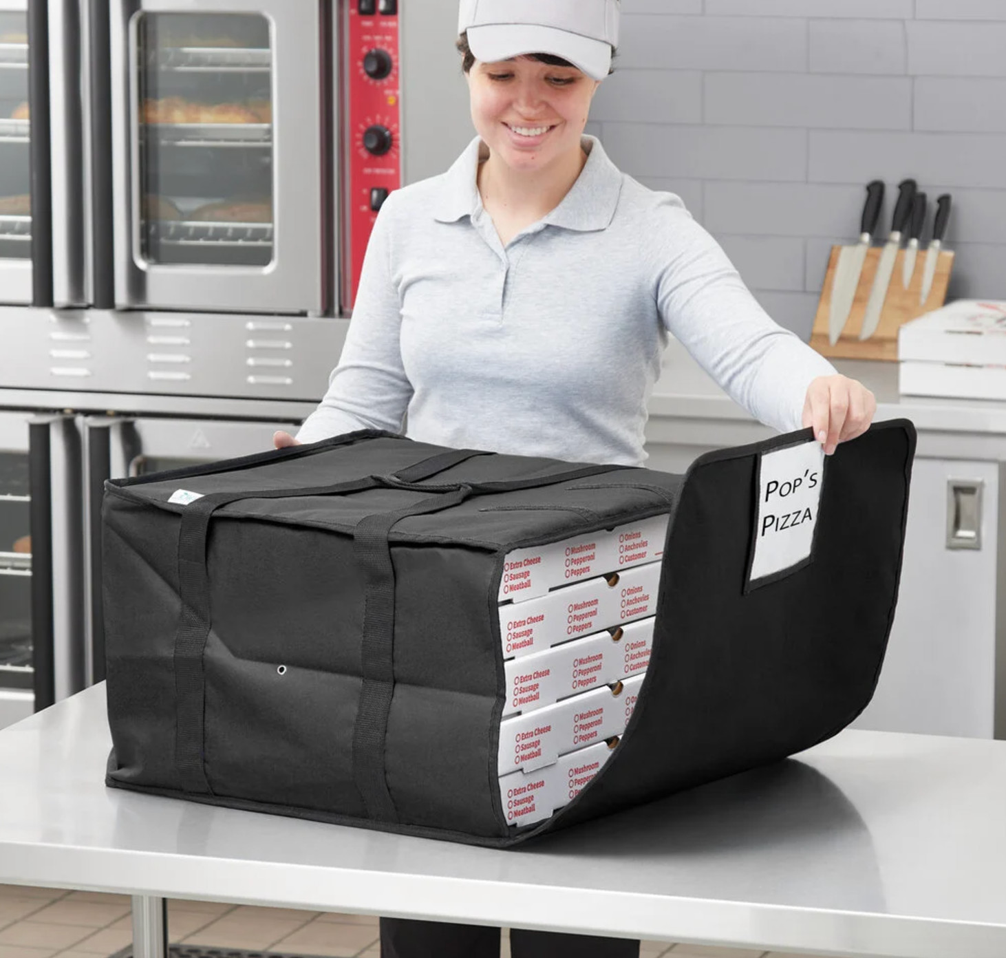 3 PACK Insulated Catering Pizza Food Delivery Carrier Bag Box Black 20″ 18″ 16″