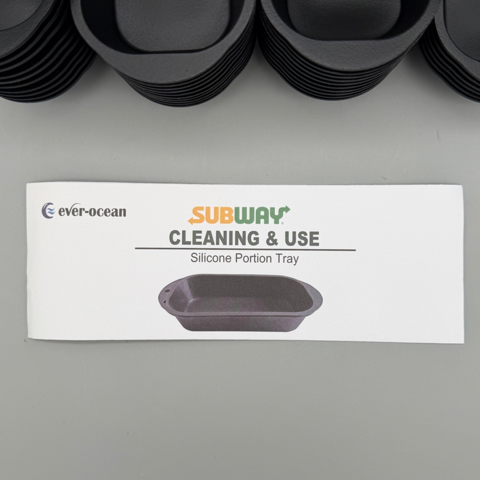 Lot of 36 Ever-Ocean Black Silicone Portion Tray 5.5″x2.6″x1″ Subway Insert