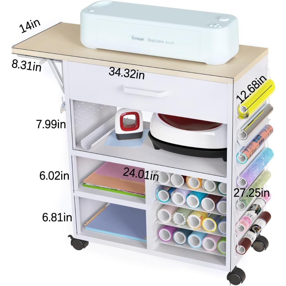 Heavy-duty manual cart with drawers and adjustable shelves