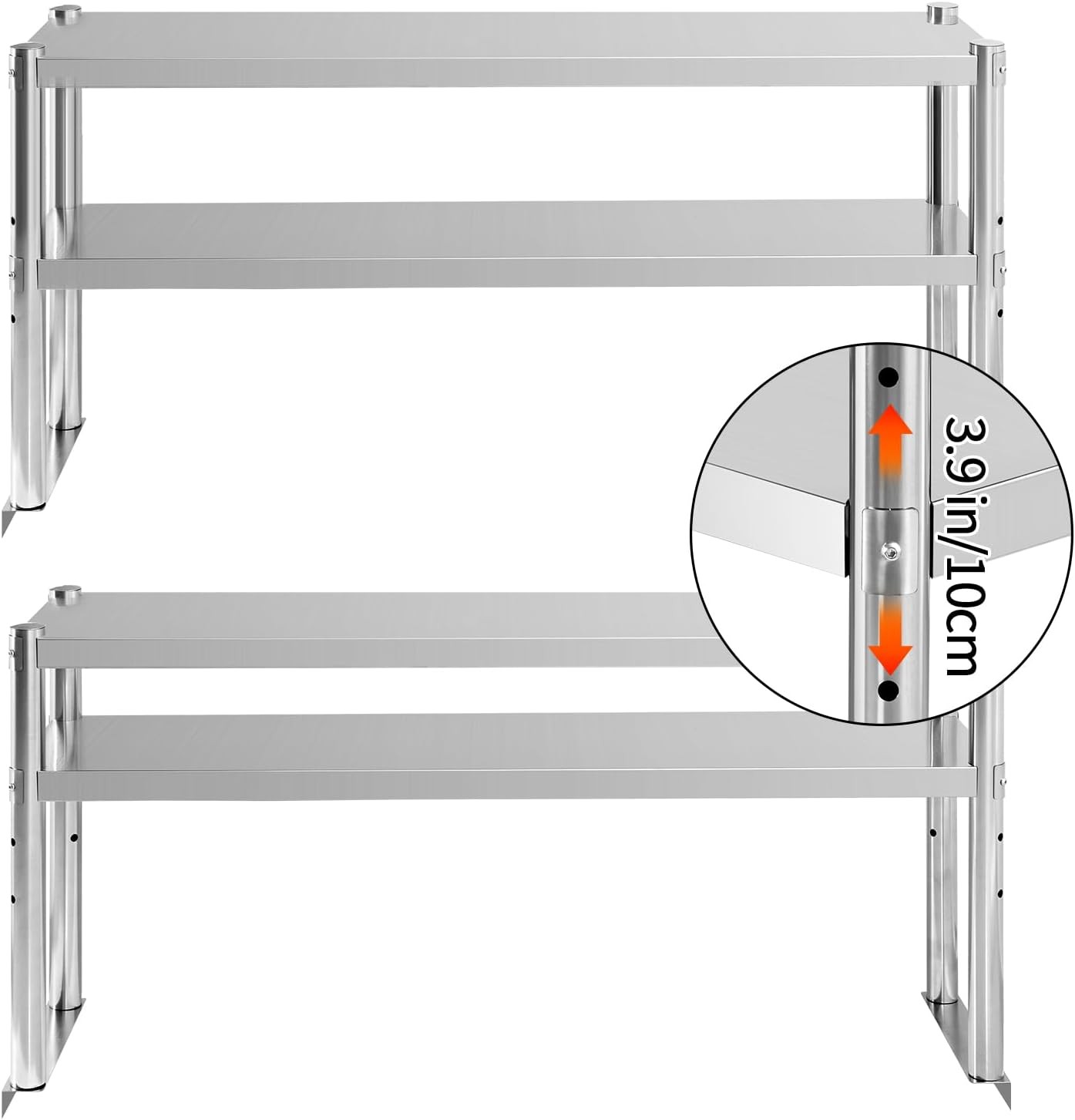 Stainless Steel Double Overshelf 48»L x 12»W Commercial 2 Tier Overshelf