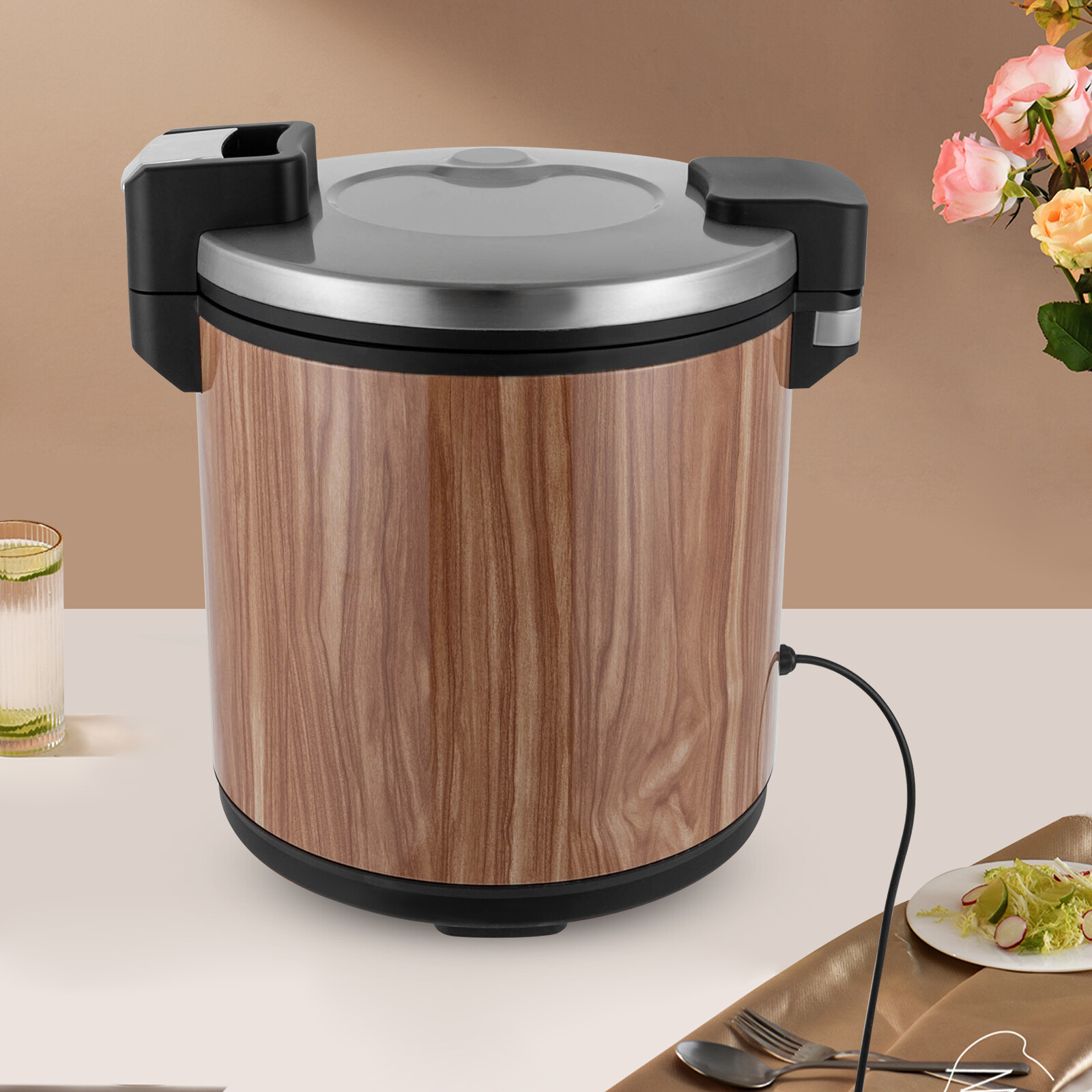 Electric Rice Warmer Stainless Steel Cylindrical Shape Commercial Rice Warmers