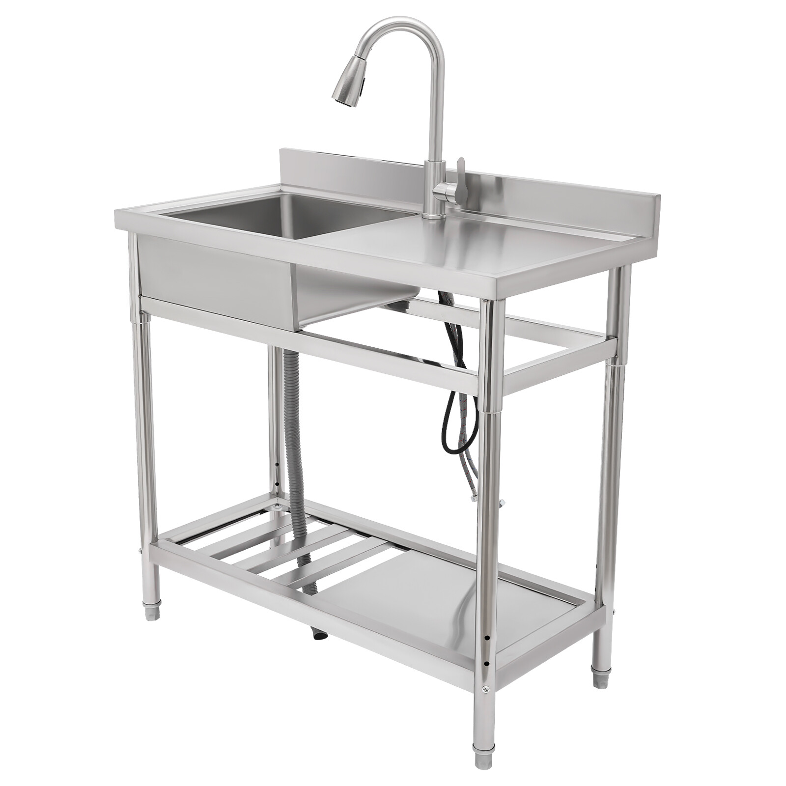 201 Stainless Steel Restaurant Kitchen Sink Silver Free-standing Kitchen Sink