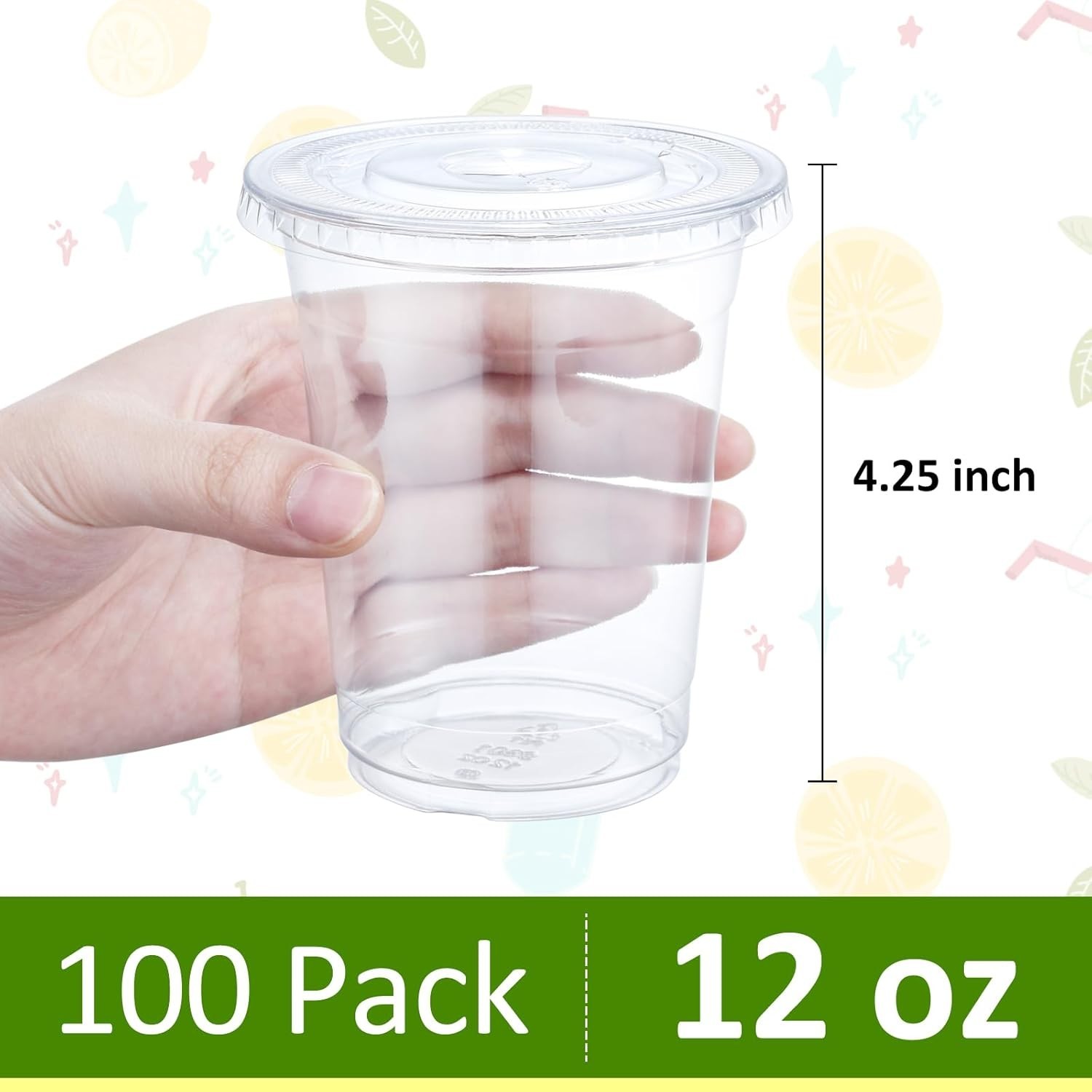 Leak-Proof Clear Plastic Cups with Lids, 100 Set