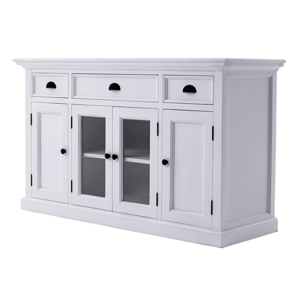 Beaumont Lane Mahogany Wood Buffet with 4 Doors 3 Drawers in White