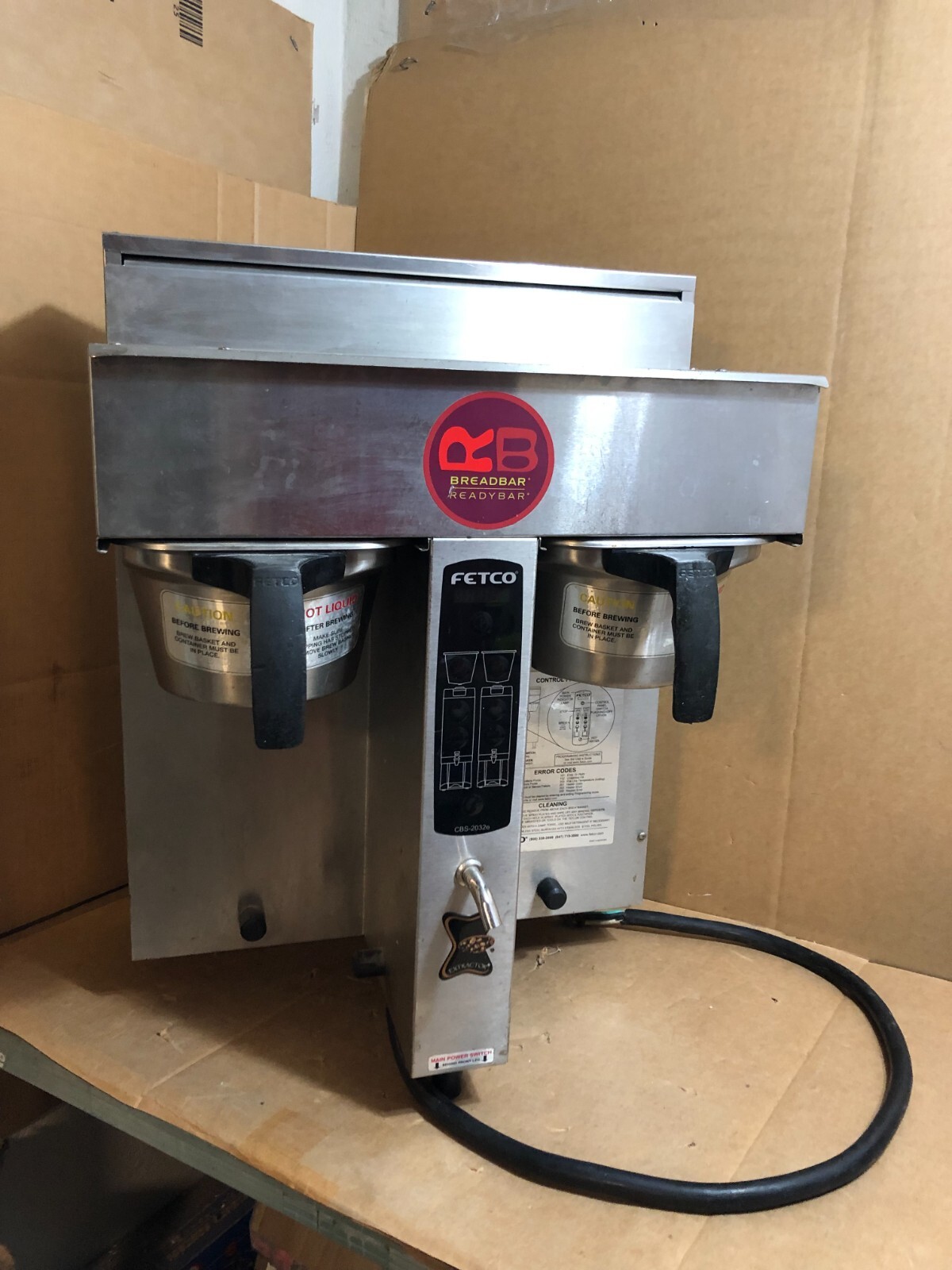 Fetco Coffee Brewer/Extractor Maker CBS-2032E Twin Dual Automatic 240v