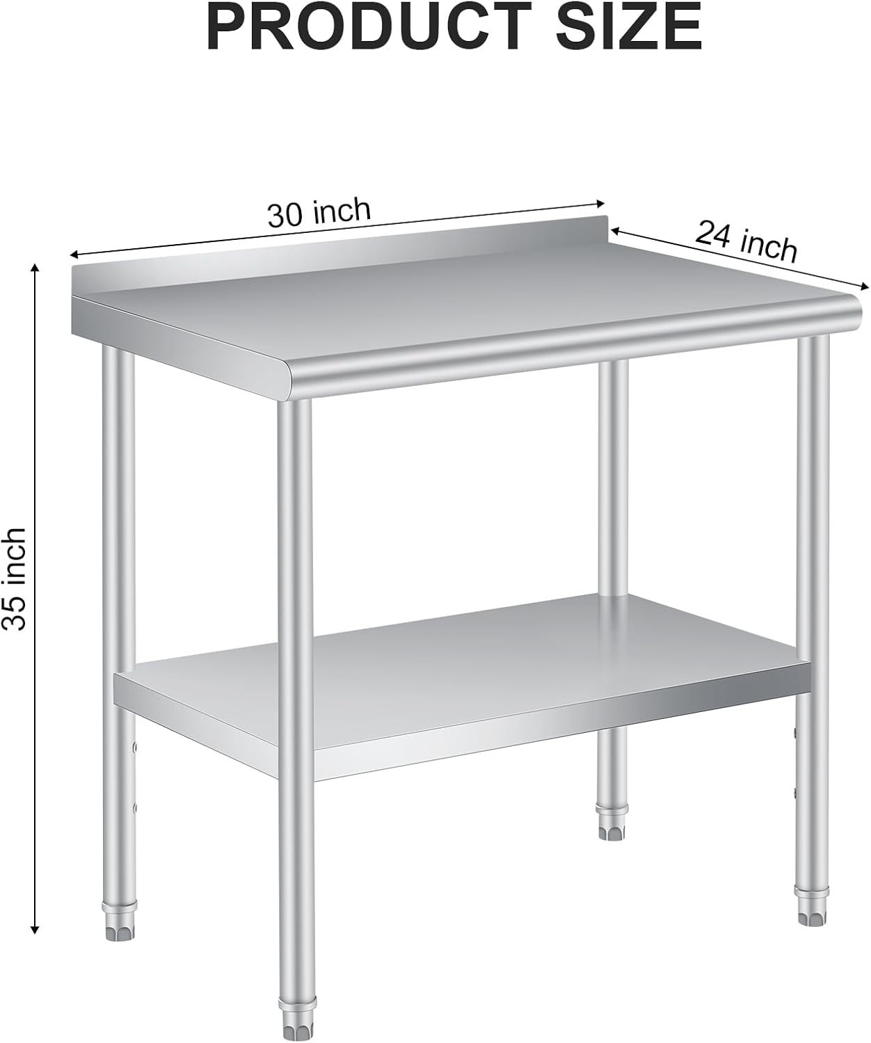 Stainless Steel 48»/60″ NSF Kitchen Restaurant Work Prep Table with Backsplash