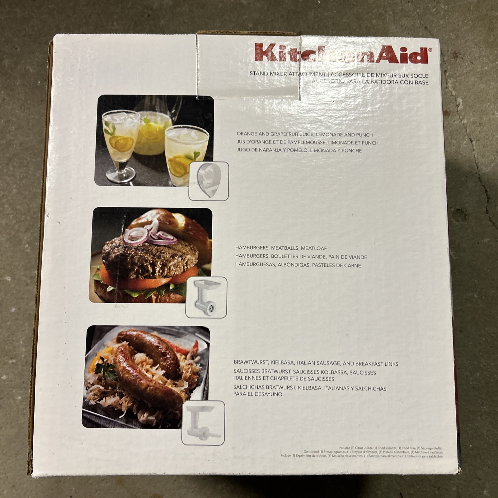 KitchenAid Stand Mixer Attachment Pack 3 Food Grinder, Citrus Juicer, Tray