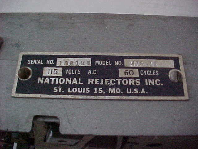 National Rejectors Inc. NRI Coin Mech. Model M7601E Untested