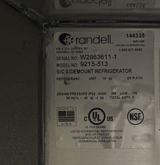 RANDELL 9215-513 48″ 2 SOLID DOOR WORKTOP REFRIGERATOR