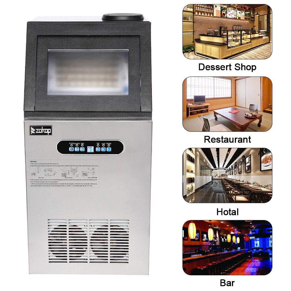 ZOKOP Commercial Built-in Bar Food Service 110Lbs Ice Maker Cube Making Machine