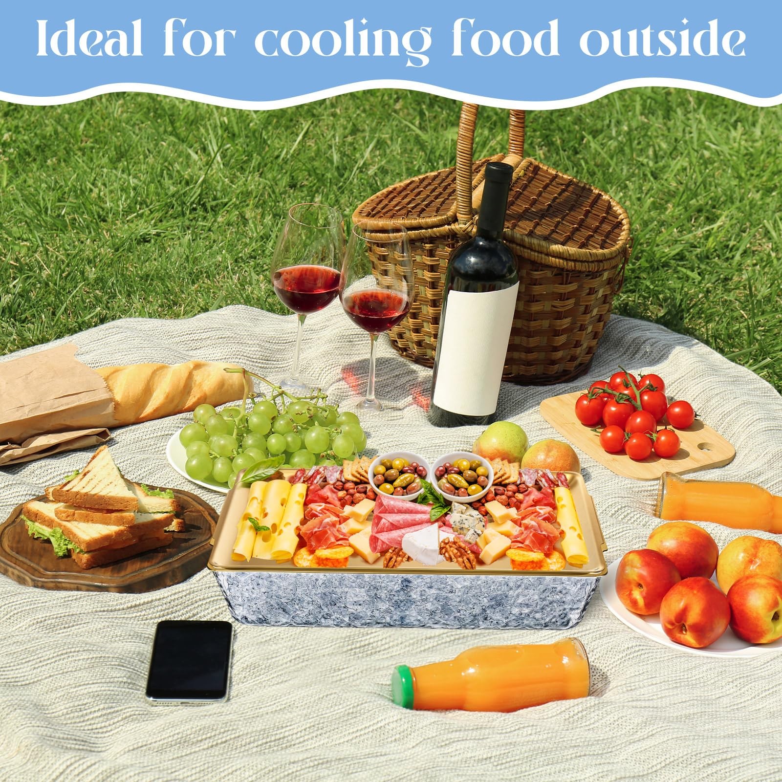 Baderke 2 Set 16 X 9 Chilled Serving Tray For Parties Compartments Rectangle