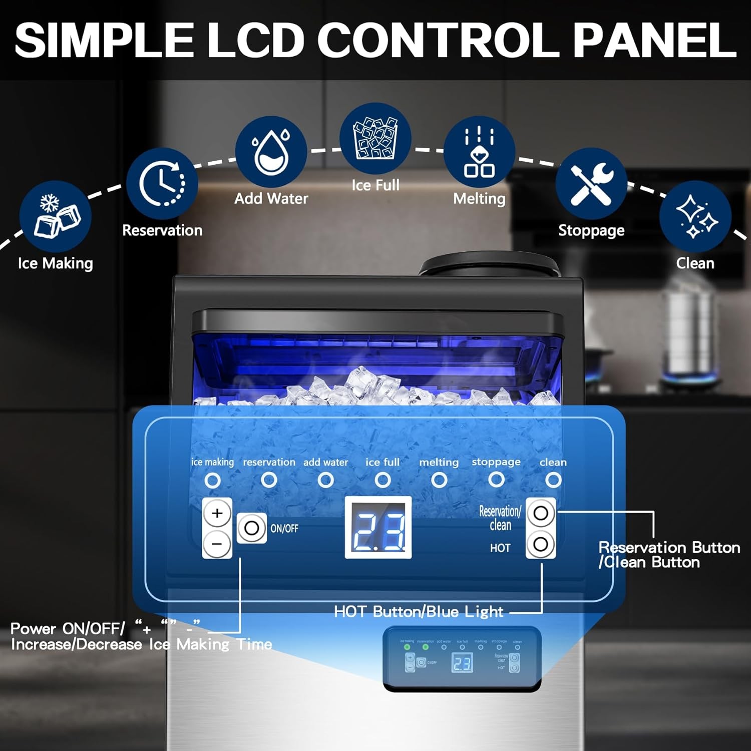 Commercial Ice Maker Machine 110LBS 24H Undercounter