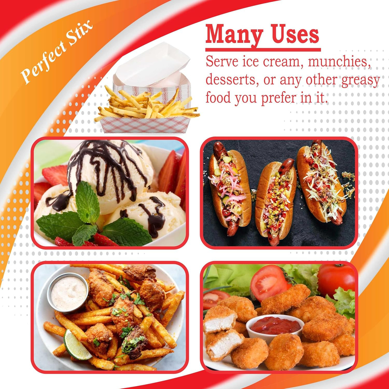 7″ Paper Hot Dog Trays- Pack of 50Ct