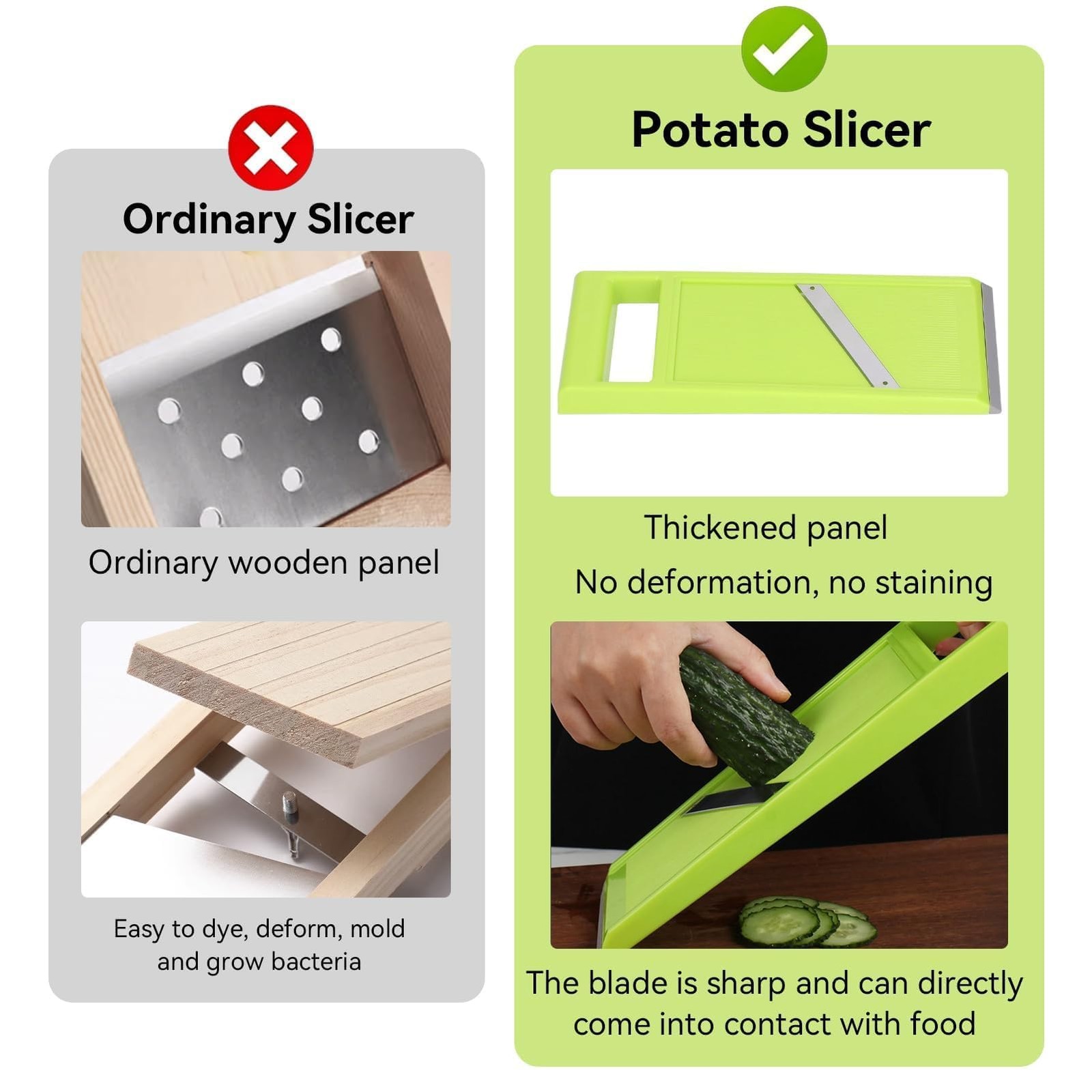 Vegetable Slicer, Handheld Potato Slicer for Chips French 1, Green