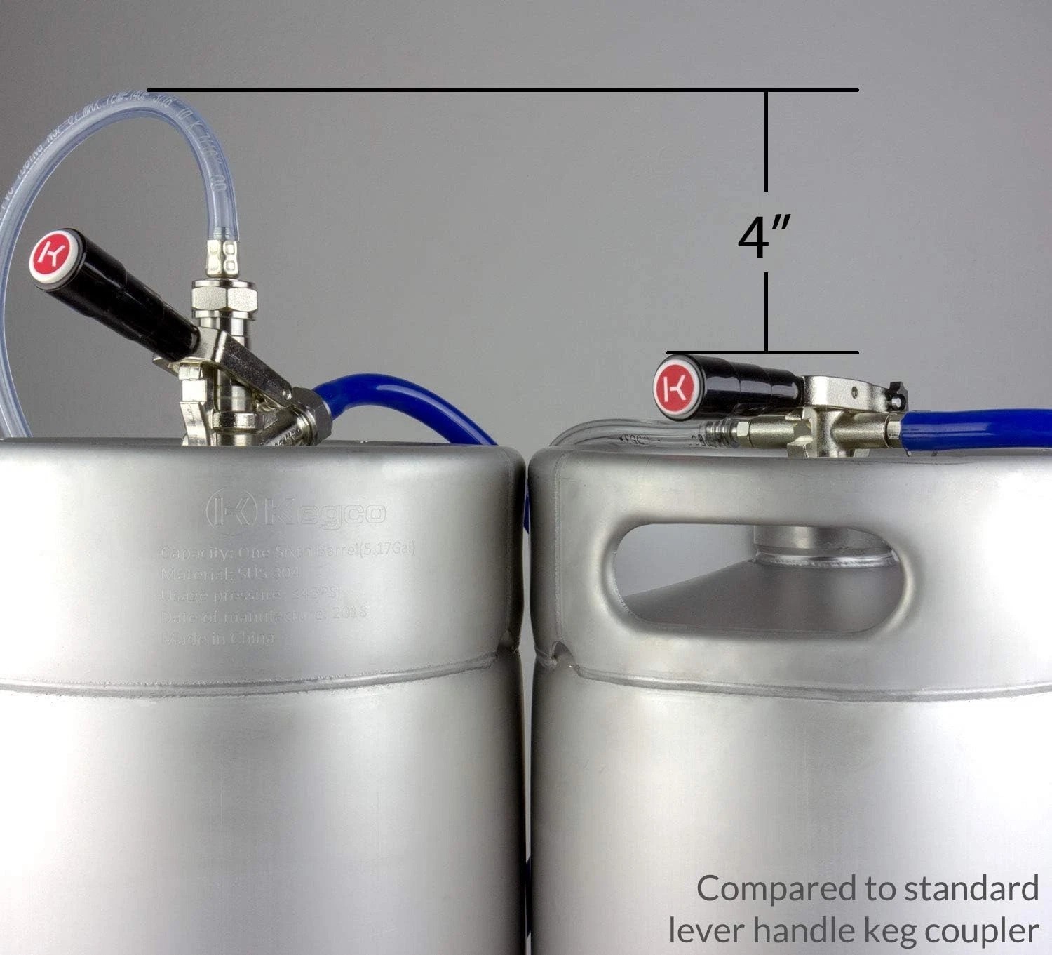 Compact D System Keg Coupler, Nickel-Plated for Space-Saving Beer Tapping