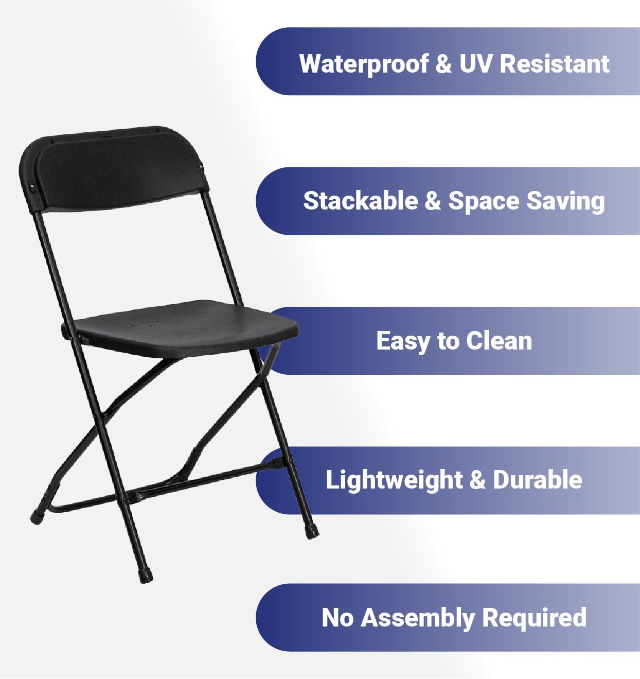 Plastic Folding Chairs Black 10 Pack Indoor Outdoor Event Party 700 lb Capacity