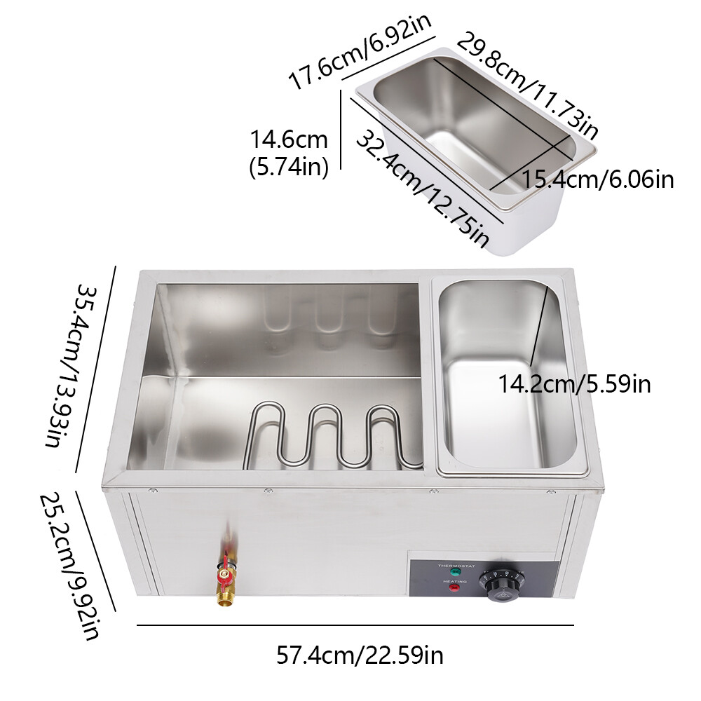 3-Pan Commercial Electric Food Warmer Steam Table Buffet Bain Marie Countertop