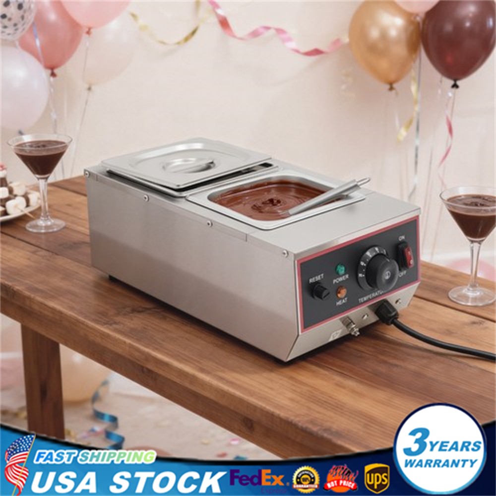 6L 800W Chocolate Tempering Machine Electric Melting Pots Stainless Steel 2 Pots
