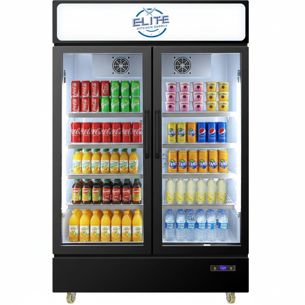 New 48″ 2 Door Glass Door Refrigerator Cooler Merchandiser 26 Cu. NSF CSA ETL