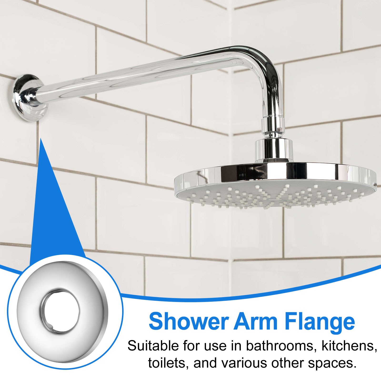 2 Pcs Shower Arm Flange, 0.8″x2.1″x0.2″ Stainless Steel Round Escutcheon Plate
