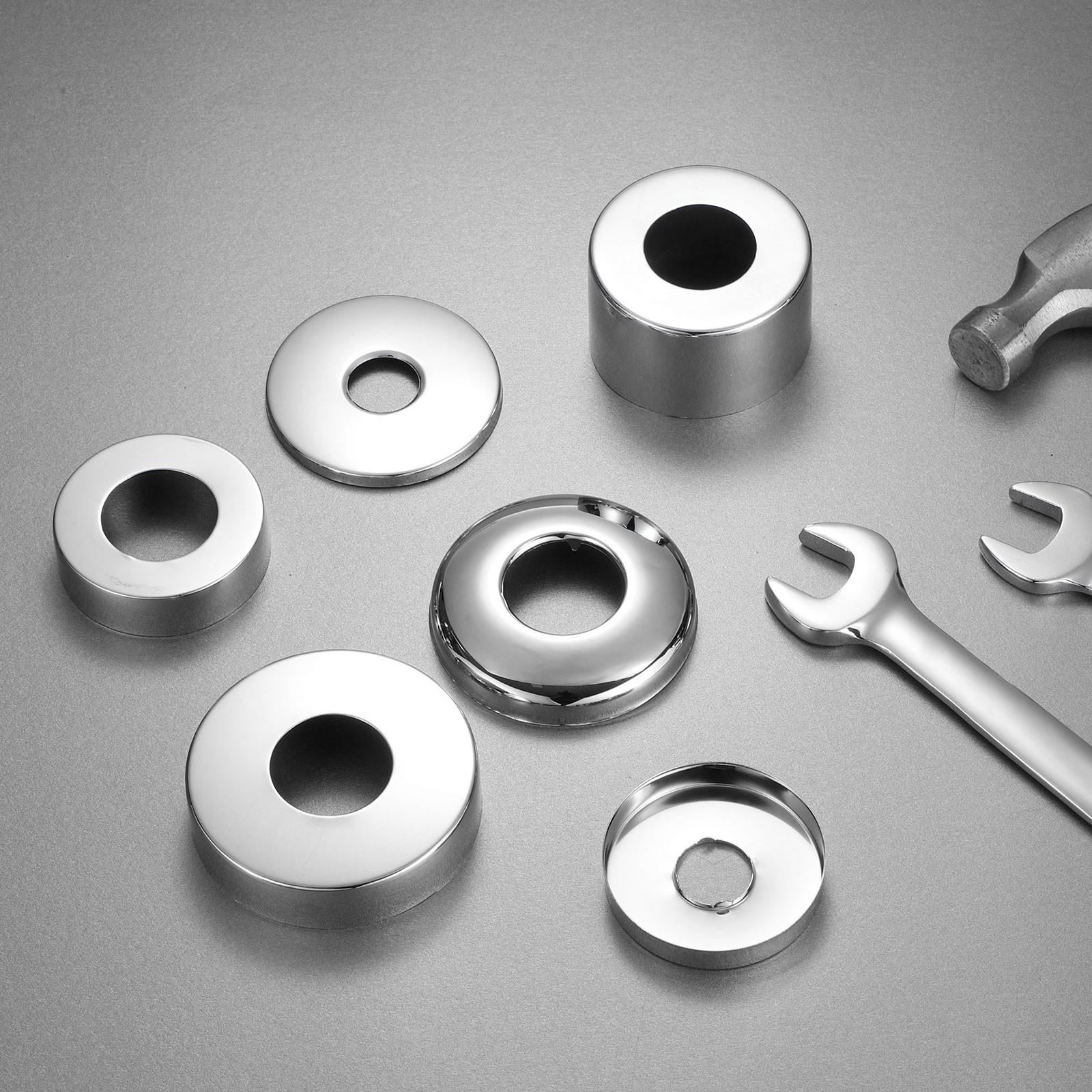 2 Pcs Shower Arm Flange, 0.8″x2.1″x0.2″ Stainless Steel Round Escutcheon Plate