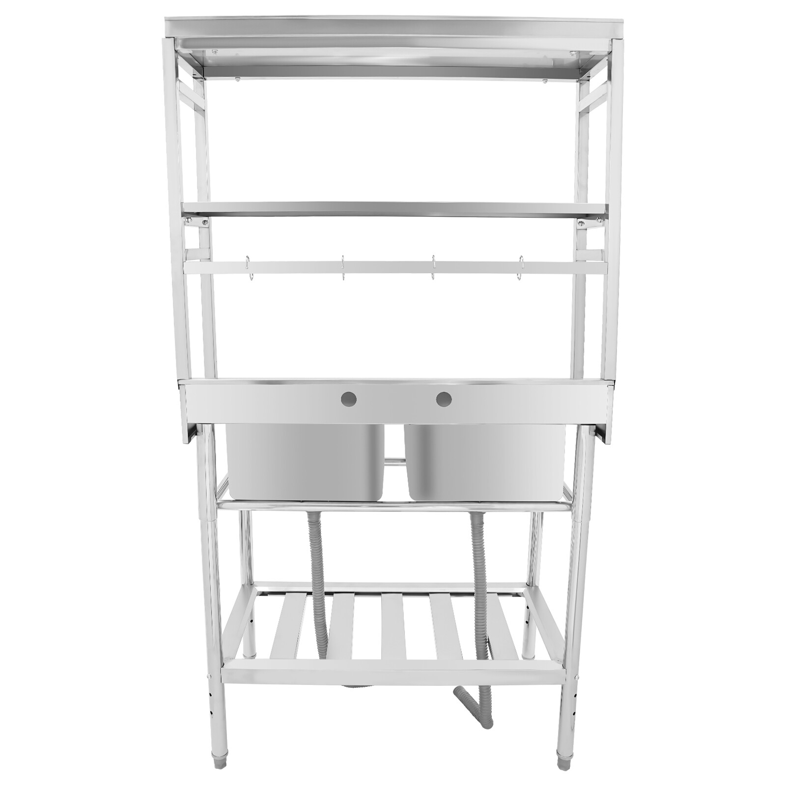 2 Compartment Sink Kitchen Rack Commercial Stainless Sink Free Standing Sink