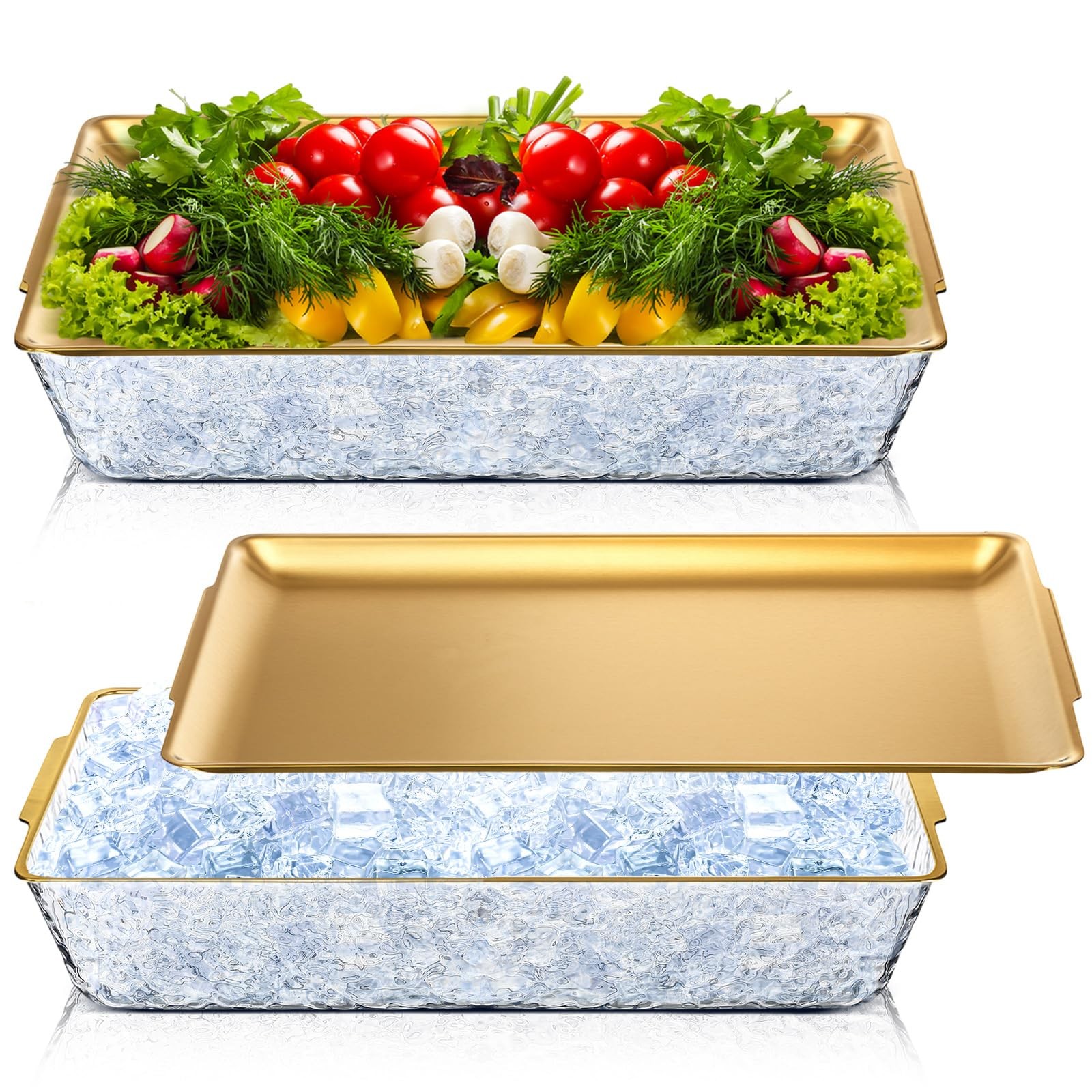 Baderke 2 Set 16 X 9 Chilled Serving Tray For Parties Compartments Rectangle