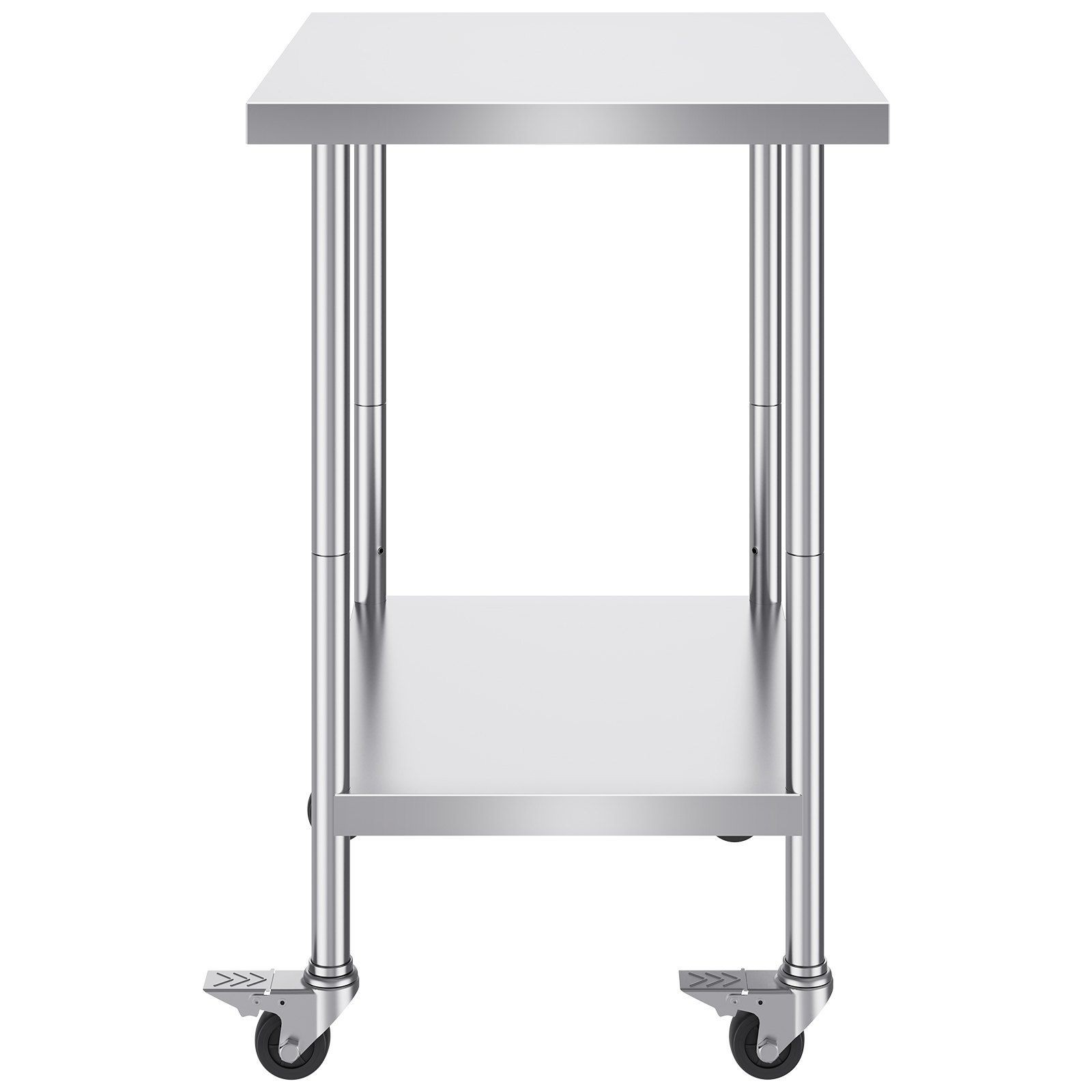 24x30x38in 3-Height Adjustable Stainless Steel Work Table with 4 Wheels