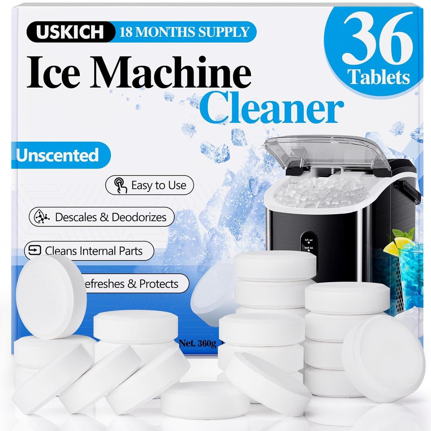 Powerful Ice Maker Cleaner Tablets – 36 Count for Fresh, Crystal Clear Ice